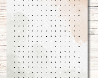 Personalized Word Search Puzzle Words Search Digital Download PDF Custom Wordsearch German Gift Birthday Anniversary
