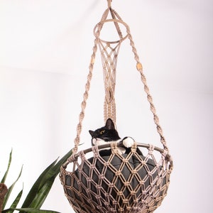 Makramee-Katzenhängematte, Bett für dicke Katze, Kratzbaum für große Katze, Katzentürme, Katzenwandmöbel, Katzenbett, hängendes Katzenbett, Katzenschaukel, Katzenhöhle