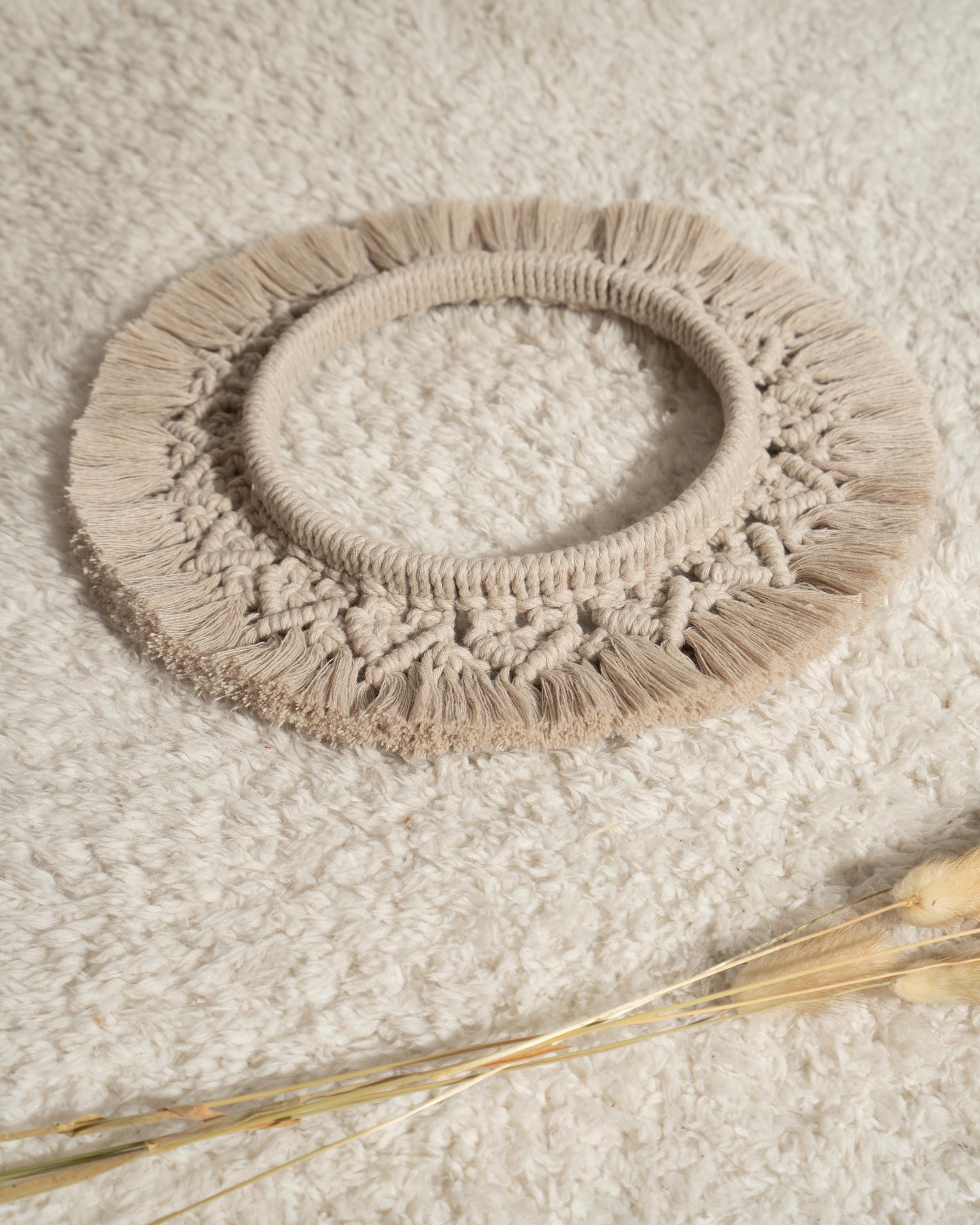 1 Pair Circular Wooden Hangle Bag, Natural Beech Wood Ring, Macrame Bag ...