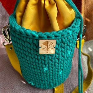 Bucket Crochet Bag, Drawstring Green Bucket Bag, Bucket Tote Bag, Bucket Purse, Crossbody Bucket Bag,  Bag Leather, Coach Bag,Straw Bag