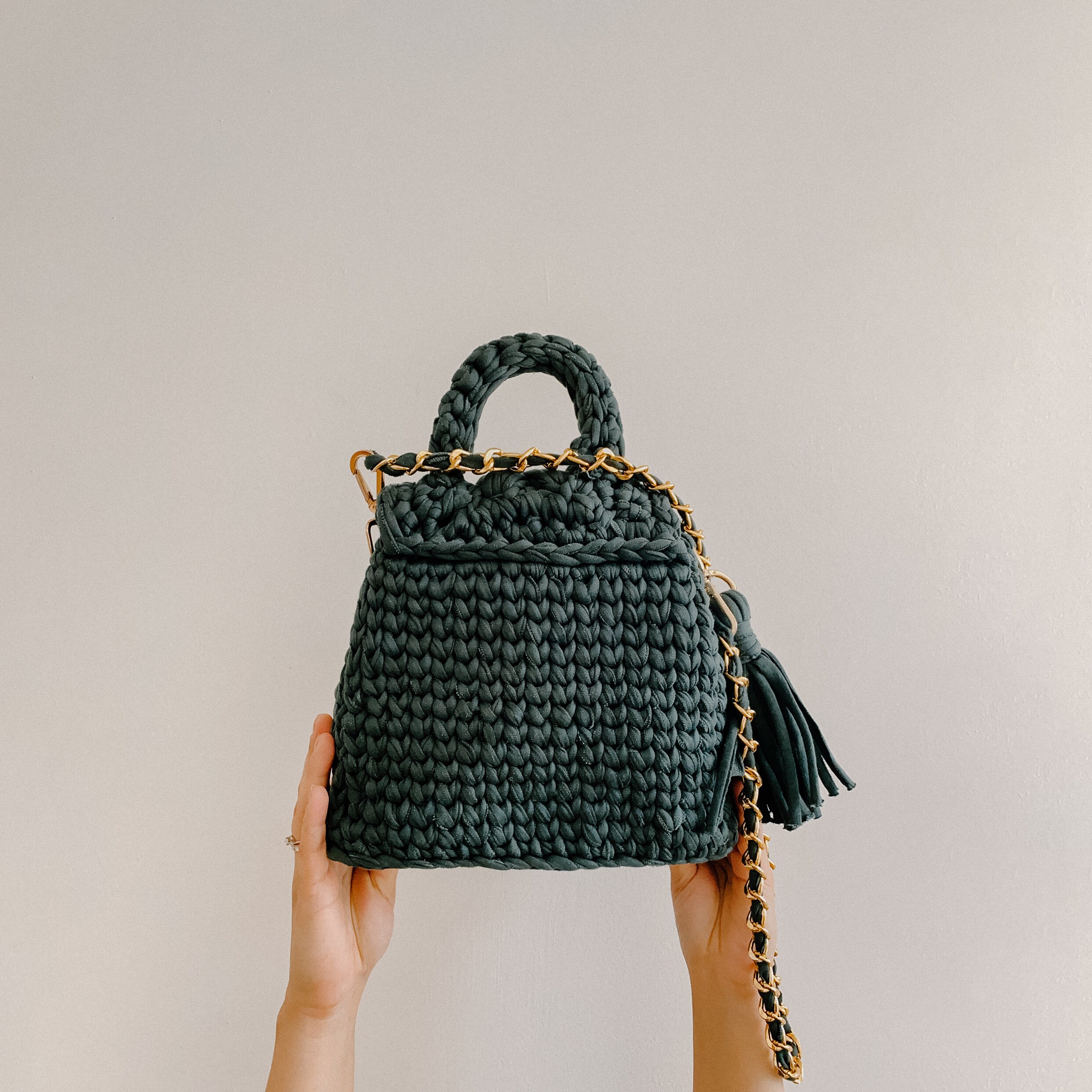 Dark Green Crochet Summer Shoulder Bag and Backpack - Etsy