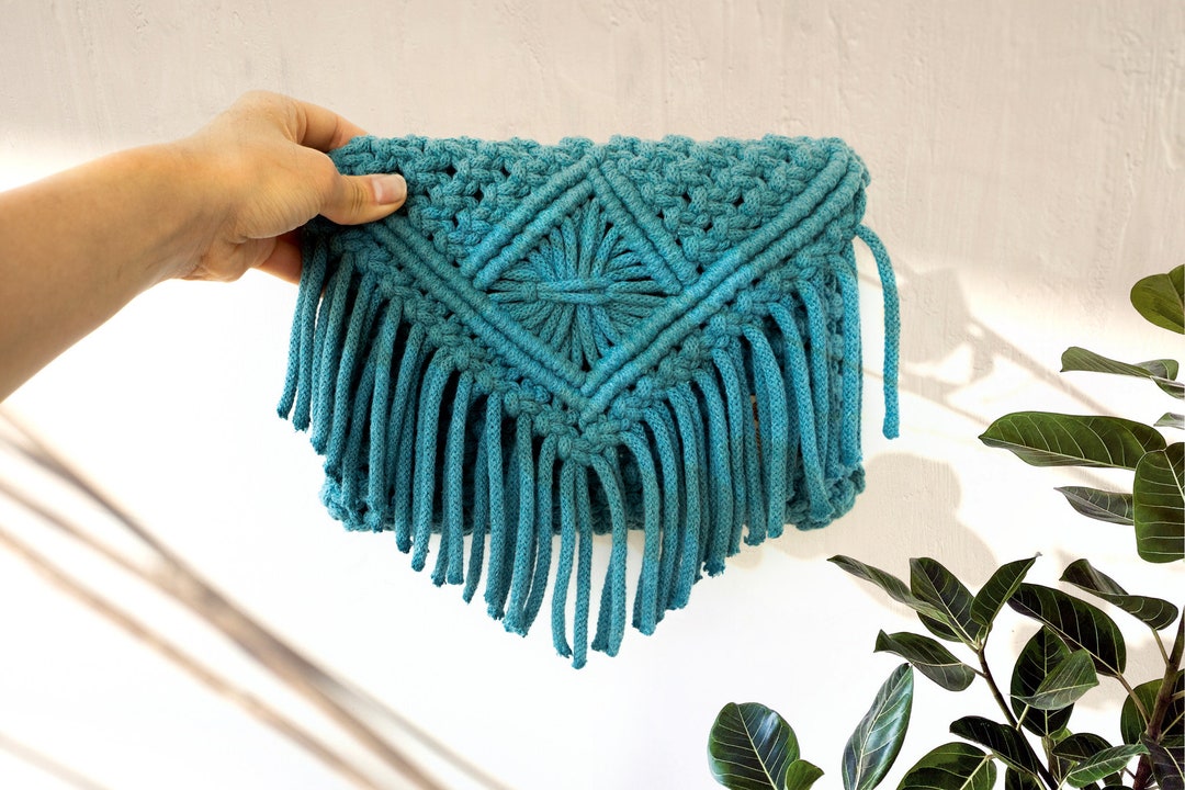 Macrame Purse Macrame Bag Boho Cross Body Bag Cut Shoulder Etsy