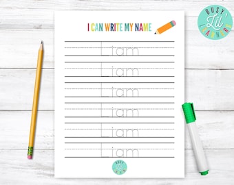 Hoja de trabajo de seguimiento de nombres personalizada, actividad de aprender a escribir mi nombre, actividad de libro ocupado, niño pequeño educativo imprimible, actividad preescolar