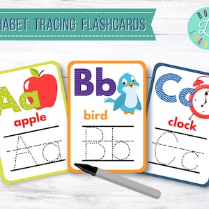 Alphabet Tracing Printable Flash Cards,Uppercase and Lowercase,Writing Practice,Preschool,Kindergarten,Homeschool, Toddler Learning Activity