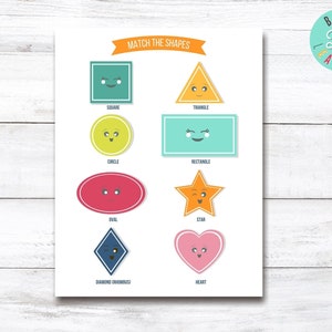 Shape Matching Game, Learning Shapes, Educational Printable, Busy Book Activity Sheet, Educational Printable for Toddlers, Digital