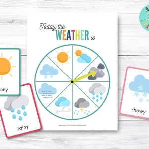 Roda meteorológica para impressão, clima de aprendizagem, atividade em círculo, habilidades para a vida, escola em casa, pré-escola, jardim de infância, pasta ocupada, jogo educativo