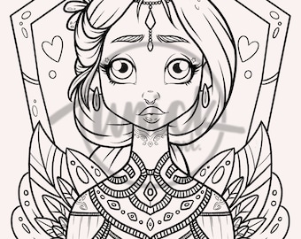UNICKART Digital Coloring Page “Princess Jade”  PDF File Instant Download