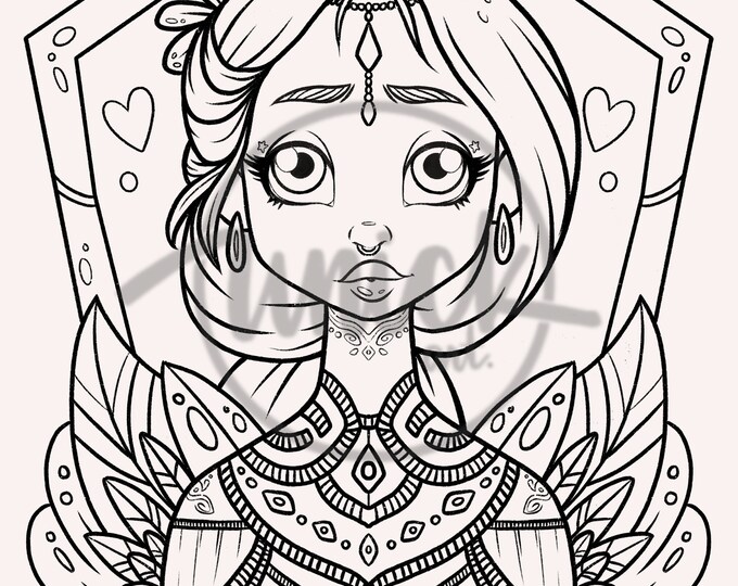 UNICKART Digital Coloring Page “Princess Jade”  PDF File Instant Download