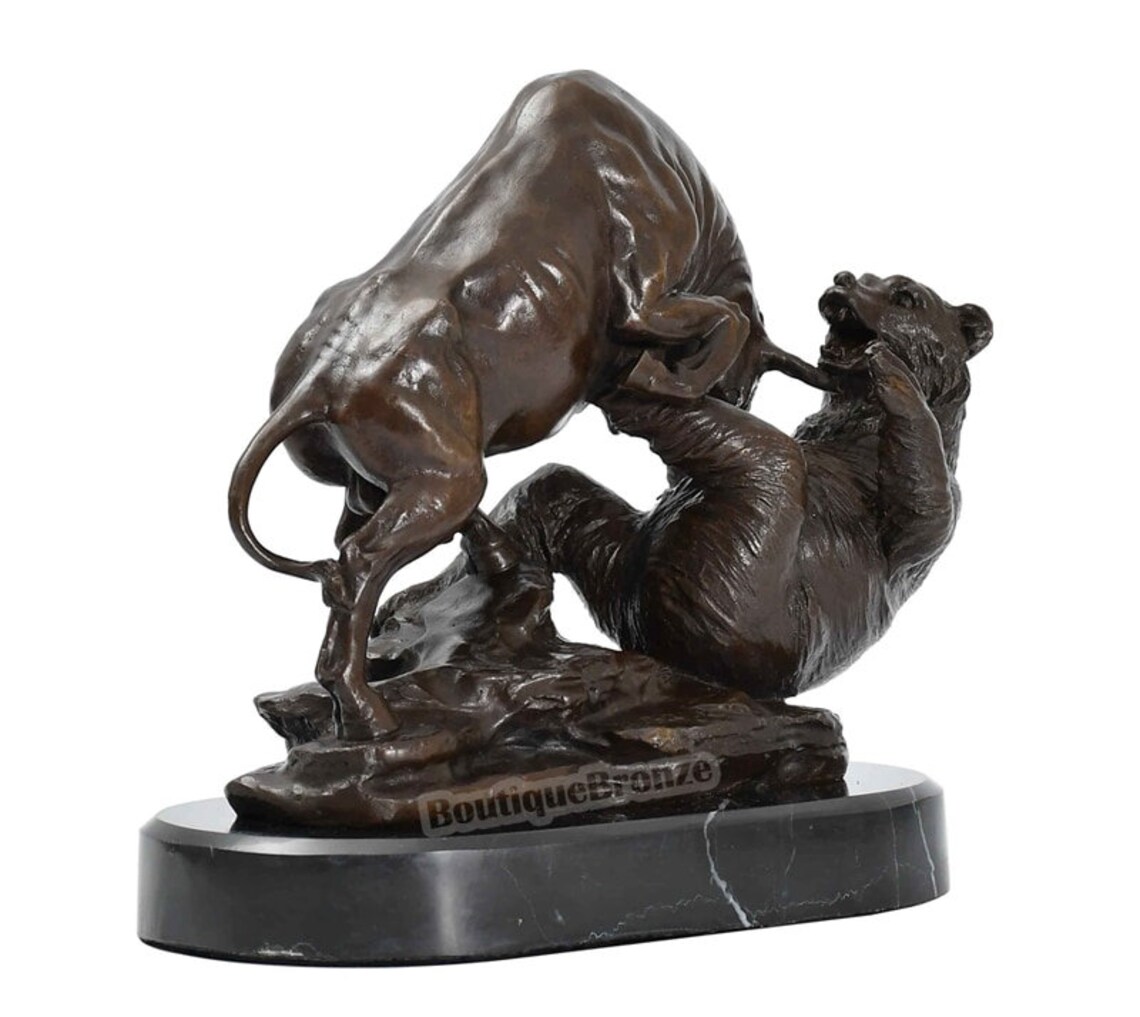 Bronze Statue Wall Street Charging Bull and Bear VS Fighting Etsy