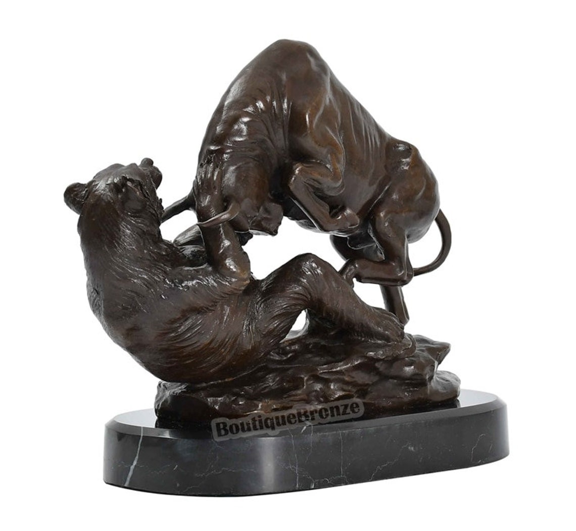 Bronze Statue Wall Street Charging Bull and Bear VS Fighting Etsy