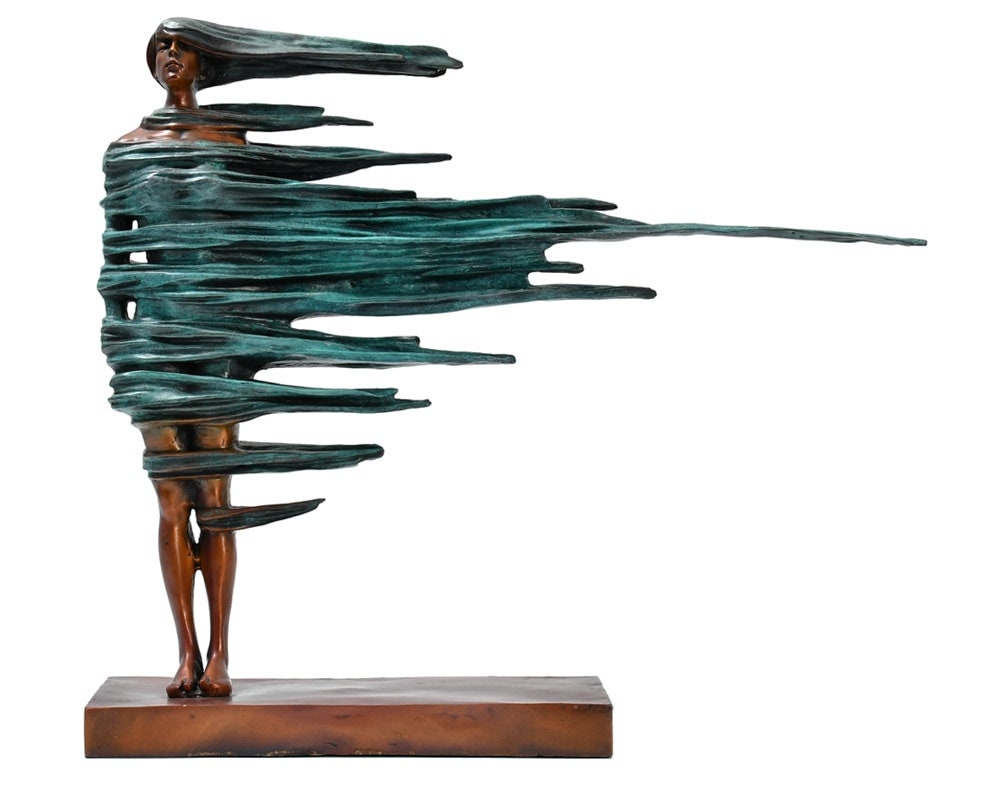 Bronze Sculpture Abstract Wear Hat Young Girl Statue Modern Woman Figurine Art Home Decor Bronze Sculpture Abstract Wear Hat Young Girl Statue Modern Woman Figurine Art Home Decor