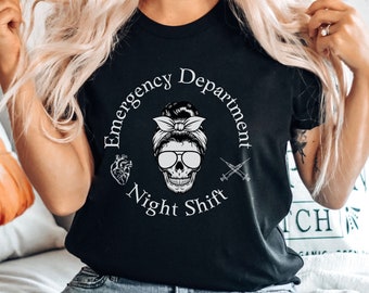 emergency room nurse shirt, emergency room gift, ER shirt, night shift nurse, emergency nurse top, new grad nurse, skull tee, ED skeleton T
