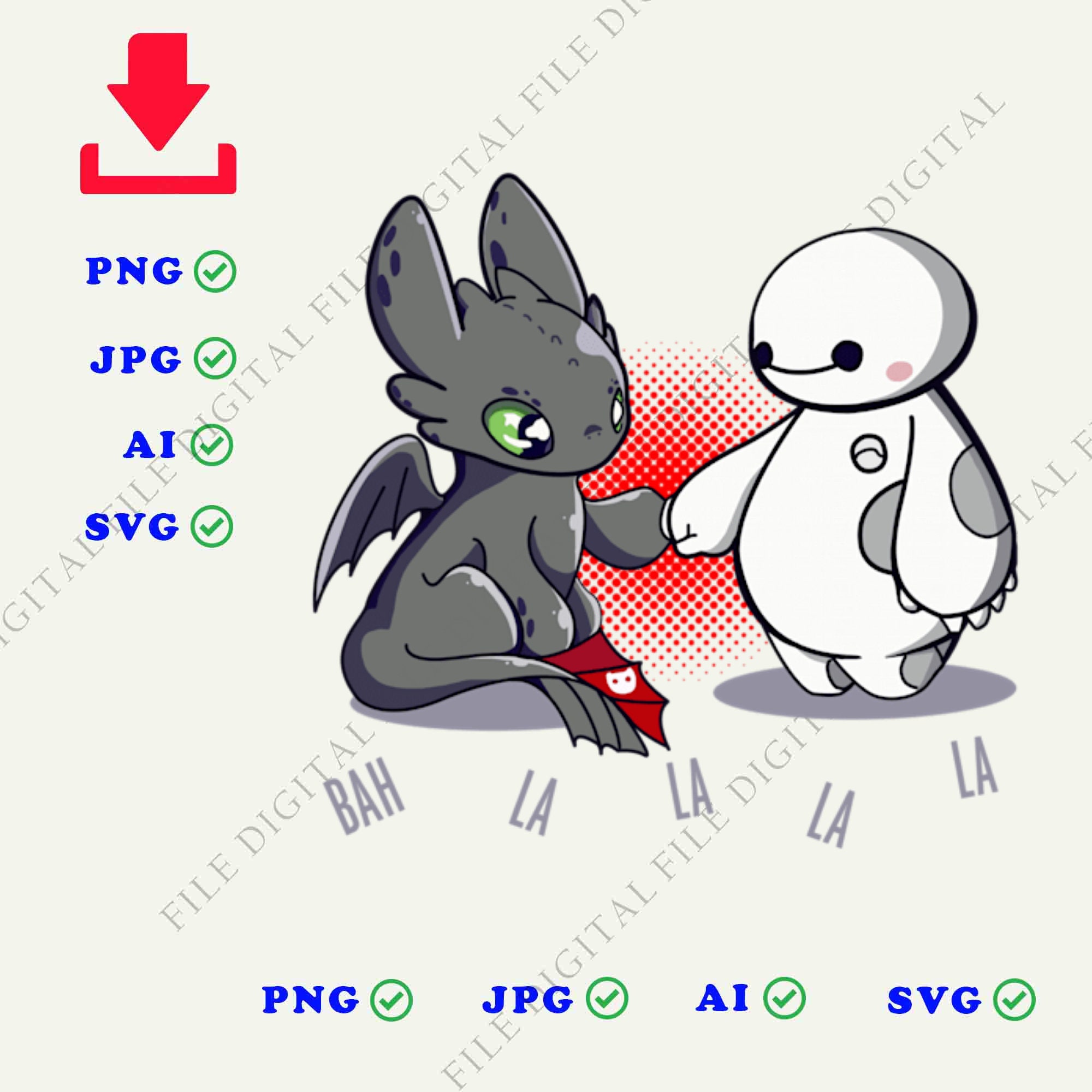 Toothless And Baymax vector Toothless And Baymax Drawing | Etsy