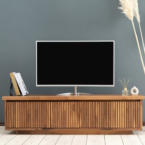Walnut Wood TV Unit & Console, Modern and Unique Design Decor, Rectangular Cabinet with Drawers, Media Console and TV Storage Models