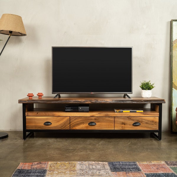 Tv stand , Media console , Media center , Tv cabinet , Tv console , Brown unit , Entartainment Center , Tv unit ,  Walnut credenza