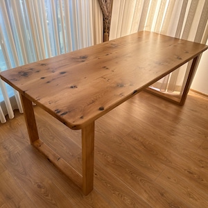 Oak Dining Table - Large Wood Table - Solid Oak Table - Farmhouse Dining Table - Modern Oak Table - Oak Kitchen Table
