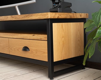 Oak Wood TV Unit & Console, Modern and Unique Design Decor, Tv stand with Drawers, Media Console and TV Storage Models , console table