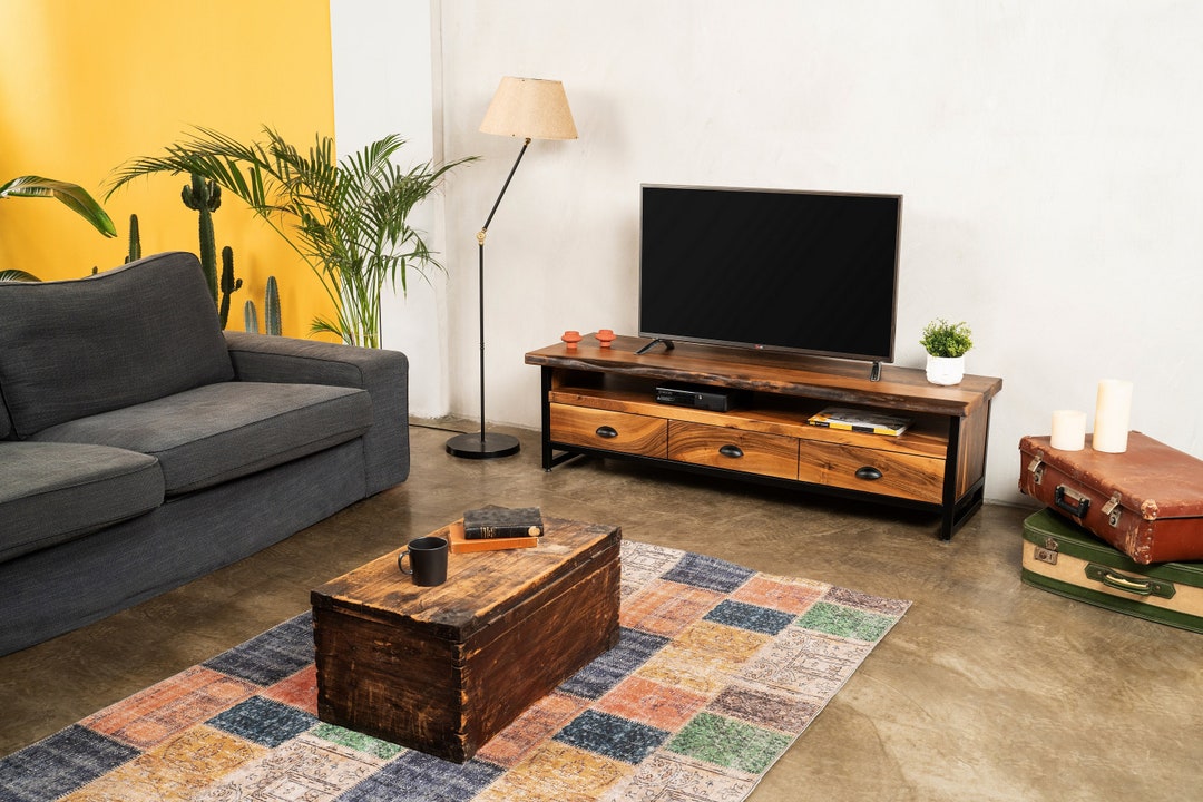 Walnut Wood TV Unit & Console, Modern and Unique Design Decor