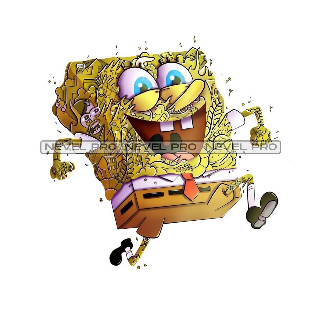 Sponge Bob Sponge Bob Illustration Happy Sponge Bob Jumping Etsy