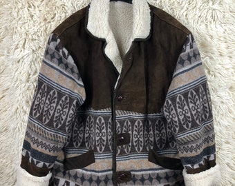 Vintage crazy pattern Vest Vest Hippie Festival 80s 90s Size M