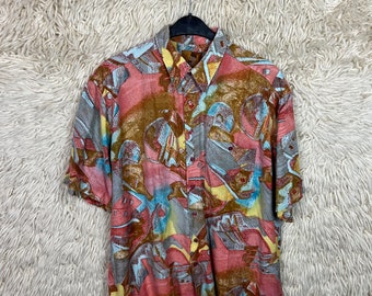 Vintage Shirt Size M - XXL Shortsleeved Crazy Pattern Hemd Short Sleeves 80s 90s