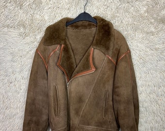 Vintage Shearling Pilot Jacket Bomber Size M Lambskin Jacket Bomber Jacket Pilot Jacket Sheepskin 70s 80s 90s