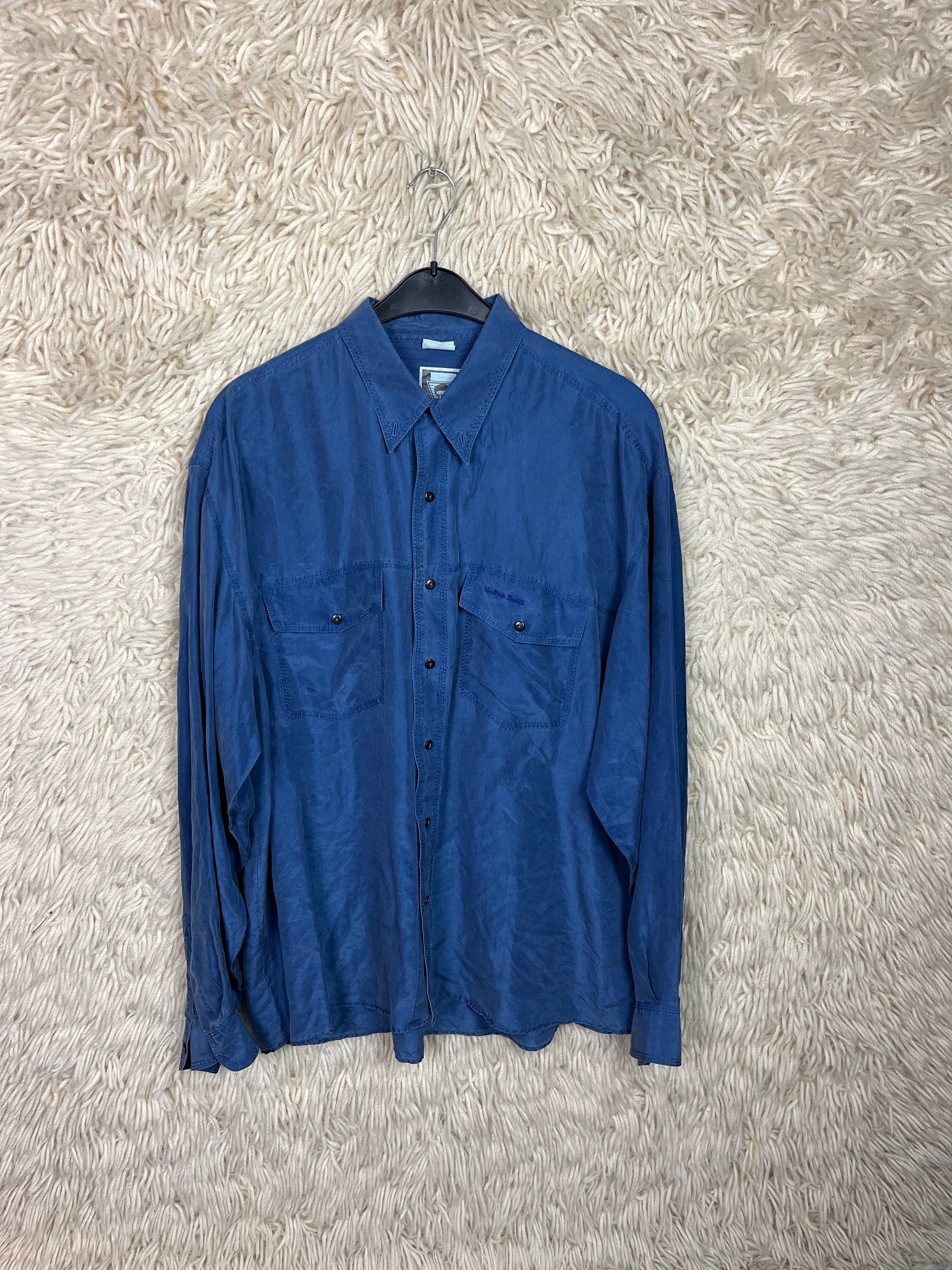 Vintage Silk Shirt Size M - XL (43/44) Silk Shirt Long Vintage Silk Shirt Size M - XL (43/44) Silk Shirt Long