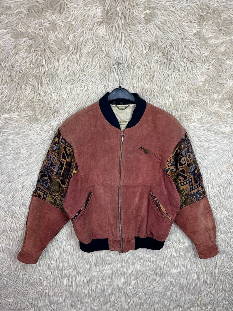 Vintage Navajo Bomber Jacket Size S M 44/46 BomberjacketBomberjacke Jacke Suede Wool 80s 90sp Bild 1