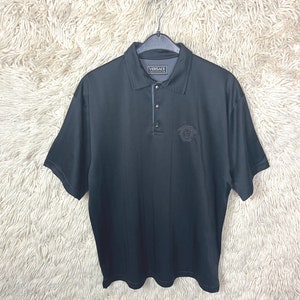 90s Vintage Logo Polo Shirt Black | VERSACE US