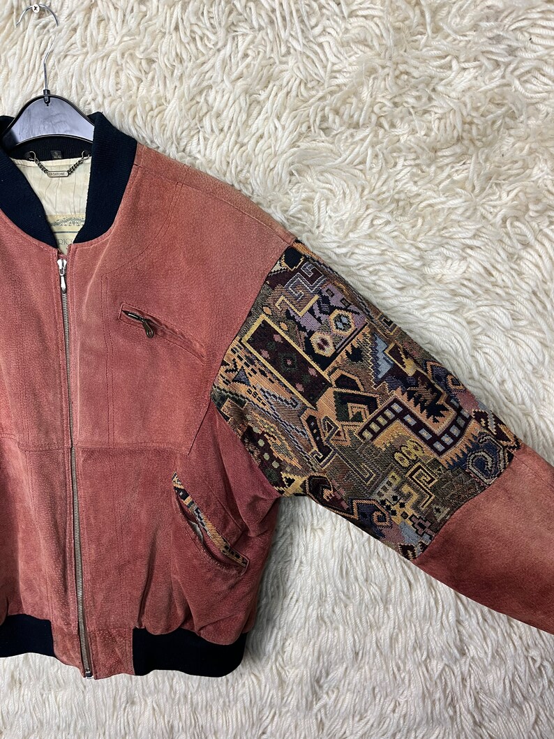 Vintage Navajo Bomber Jacket Size S M 44/46 BomberjacketBomberjacke Jacke Suede Wool 80s 90sp Bild 8