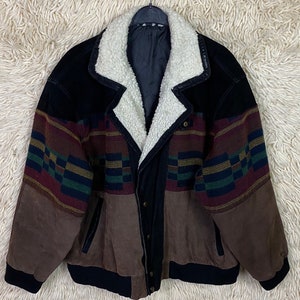 Vintage Navajo Jacket Size M - XL Suede Wool Navajojacket Bomber Bomberjacket 80s 90s