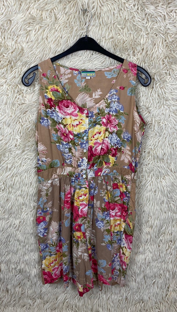 Vintage women's Size L Jumpsuit Overall floral Su… - image 2