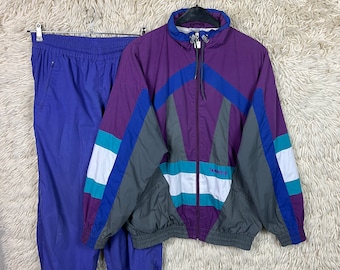 Vintage Tracksuit Size M - L (42/50)  Sportanzug Sportsjacket Pants Sportwwear suit Anzug Jacke Sportjacke Crazy Pattern 80s 90s