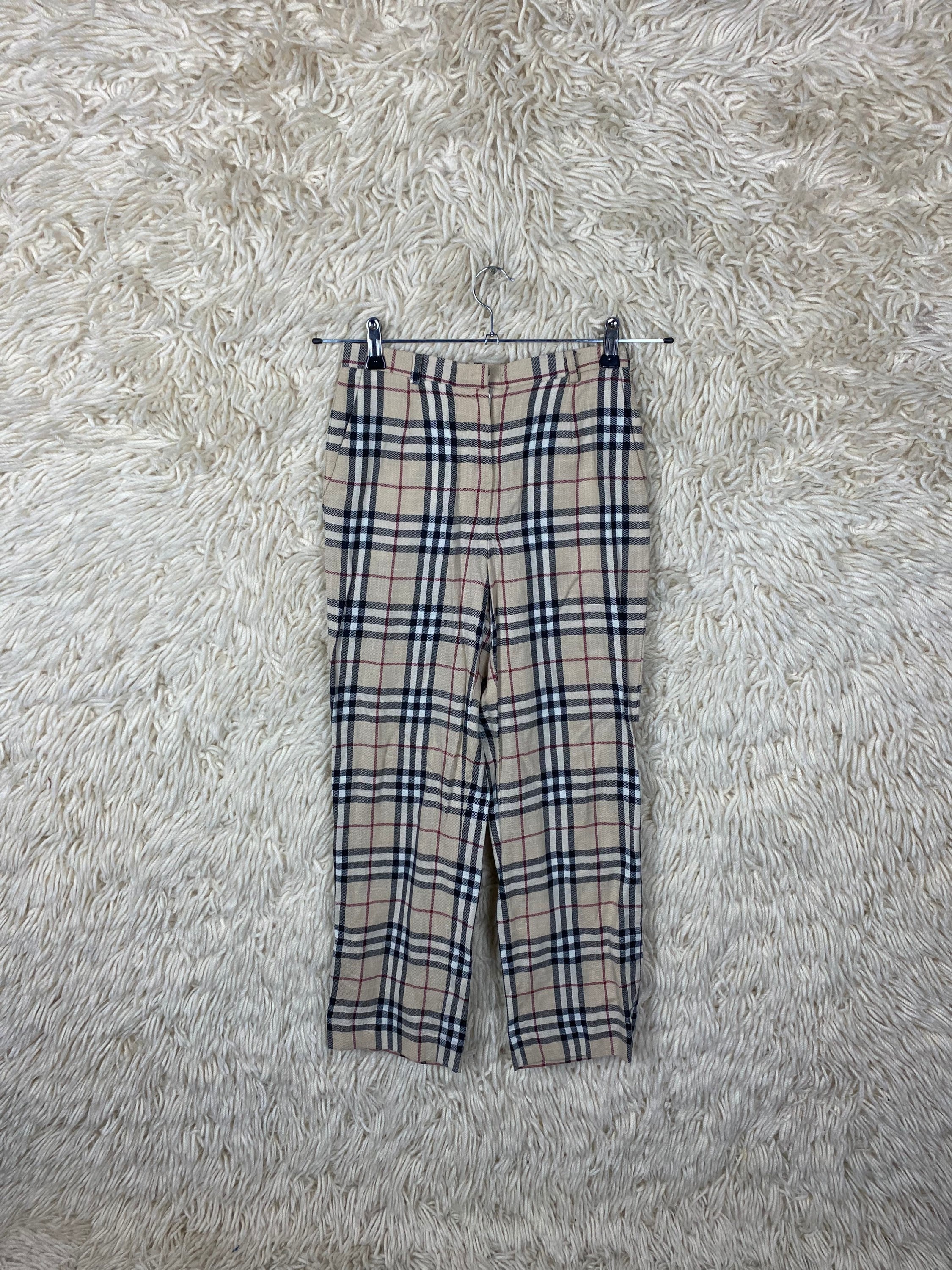 Vintage Burberry Size XS S 34 Pants Pants Wool Linen Checkered 80s