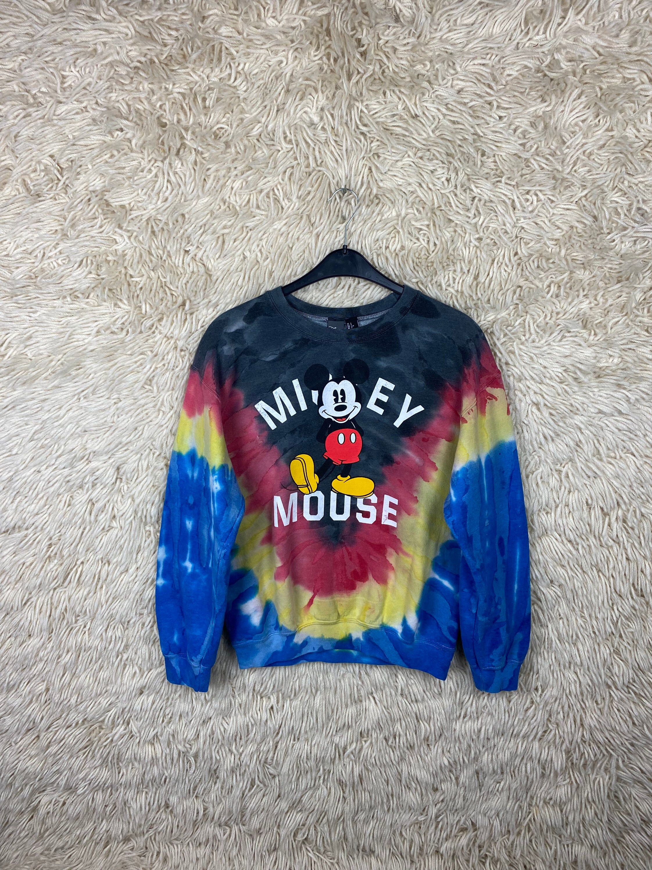 Vintage Mickey Mouse Disney Comic Sweatshirt Sweater Sweater Crazy Pattern Tie Dye Batik 80s 90s Etsy