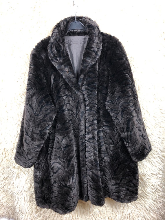 Vintage Fake Fur Coat Jacket Coat Faux Fur Tiger 8