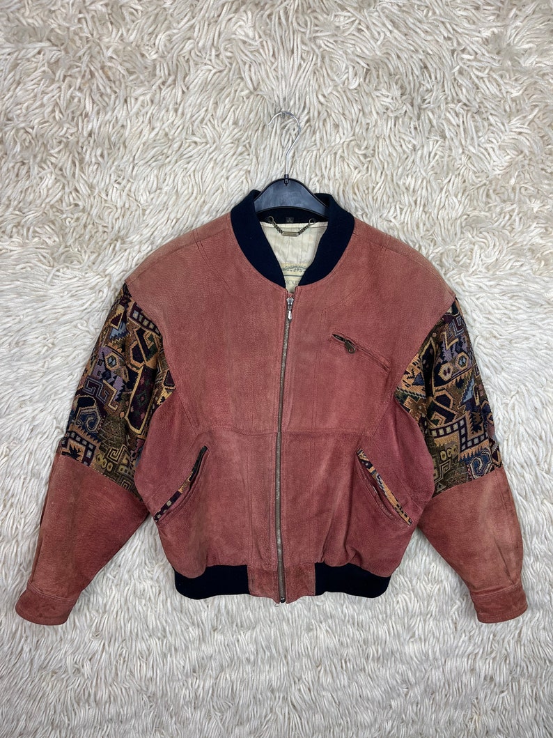 Vintage Navajo Bomber Jacket Size S M 44/46 BomberjacketBomberjacke Jacke Suede Wool 80s 90sp Bild 2