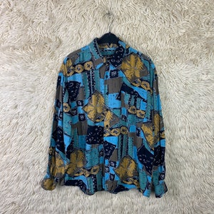 Vintage Shirt Size S - L Crazy Pattern Long Sleeves Shirt