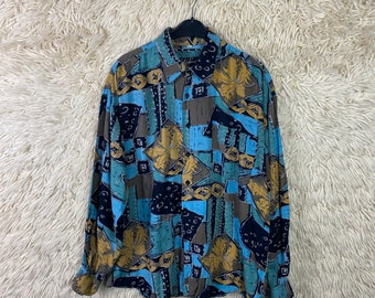 Vintage Shirt Size S - L Crazy Pattern long sleeves shirt abstract 80s 90s