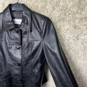 Vintage Leatherjacket Mujer Tamaño S M 38 Chaqueta de cuero chaqueta de cuero 80s 90s imagen 6