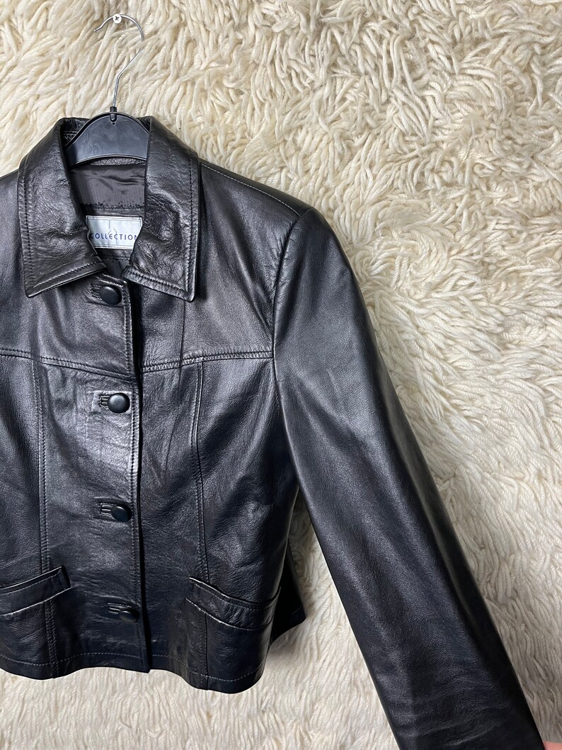 Vintage Leatherjacket Mujer Tamaño S M 38 Chaqueta de cuero chaqueta de cuero 80s 90s imagen 6