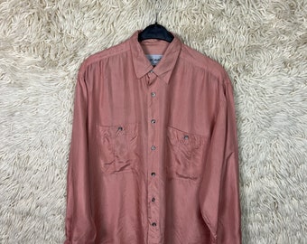 Vintage Silk Shirt Blouse Size M - XL Silk Shirt Long Sleeves Long Sleeved 80s 90s