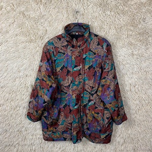 Vintage Women's Size S - XL ( 44 ) Jacket Coat Anorak Crazy Pattern 80s 90s Oversize Floral