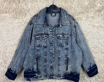 Vintage Stonewashed Denim Jacket Size M - XXL (54) Denimjacket Jeansjacke Jacke 80s 90s