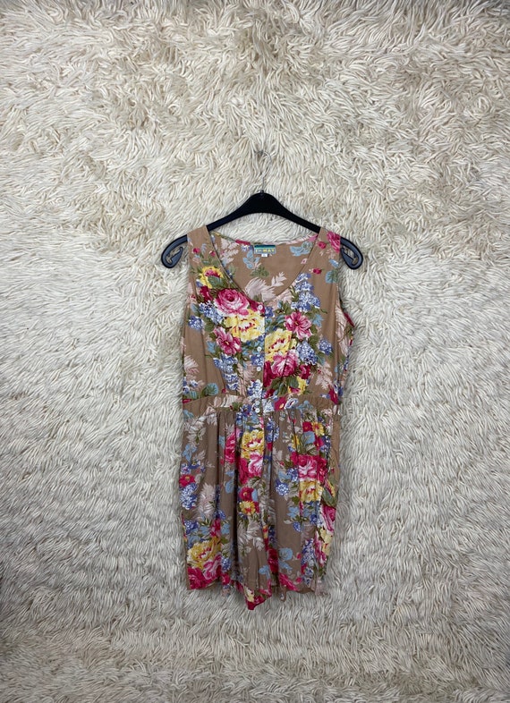 Vintage women's Size L Jumpsuit Overall floral Su… - image 1