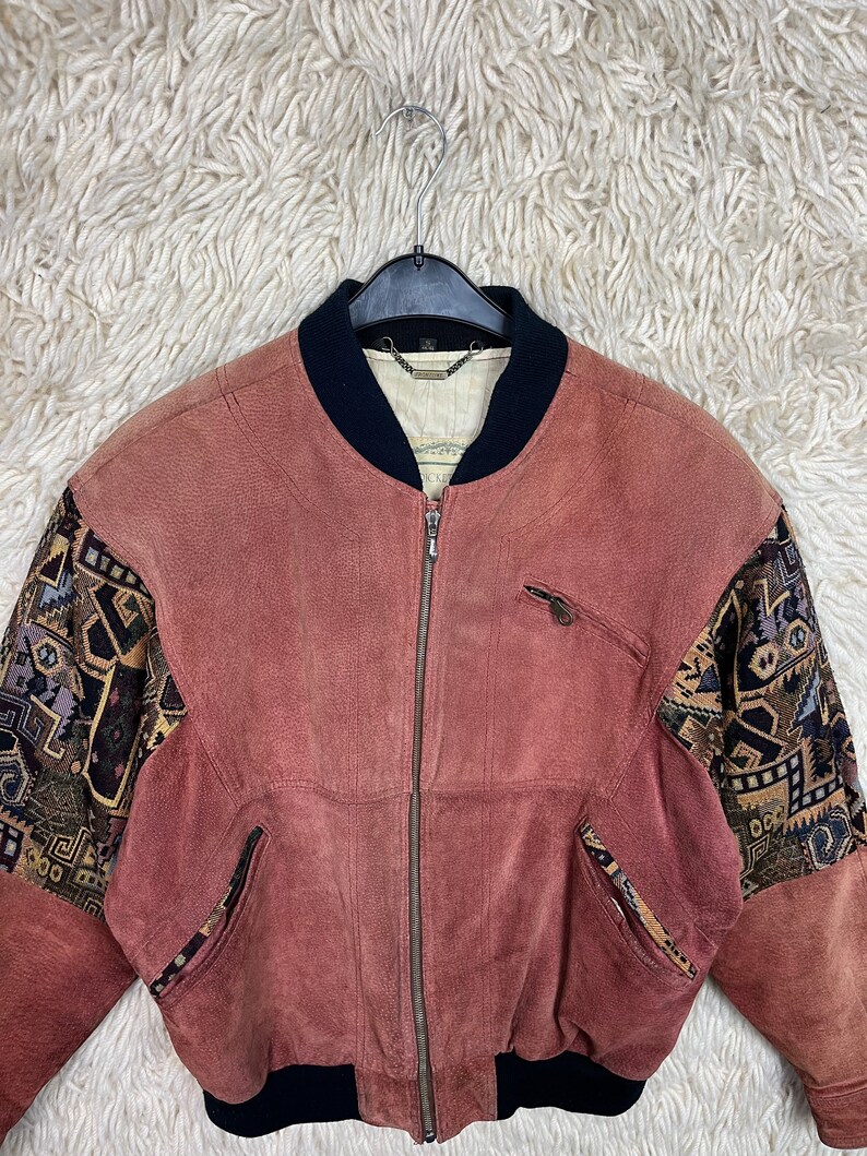 Vintage Navajo Bomber Jacket Size S M 44/46 BomberjacketBomberjacke Jacke Suede Wool 80s 90sp Bild 6