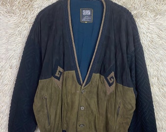 Vintage Suede Jacket Blouson Size M - XXL Bomber Bomberjacket Jacke 80s 90s