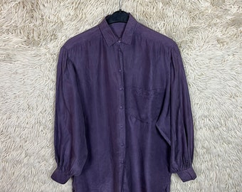 Vintage Silk Shirt Blouse Size M - L Silk Shirt Long Sleeves Long Sleeved 80s 90s