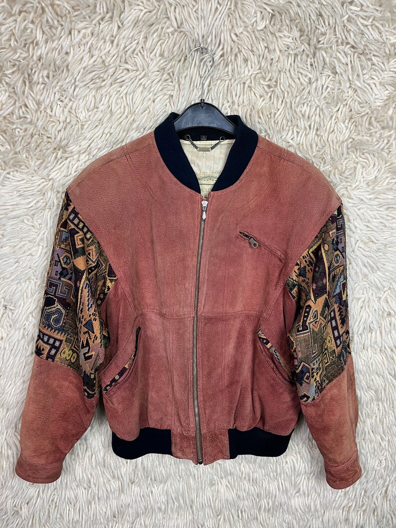 Vintage Navajo Bomber Jacket Size S M 44/46 BomberjacketBomberjacke Jacke Suede Wool 80s 90sp Bild 4