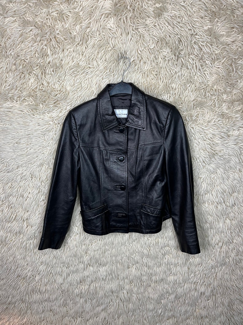 Vintage Leatherjacket Mujer Tamaño S M 38 Chaqueta de cuero chaqueta de cuero 80s 90s imagen 1